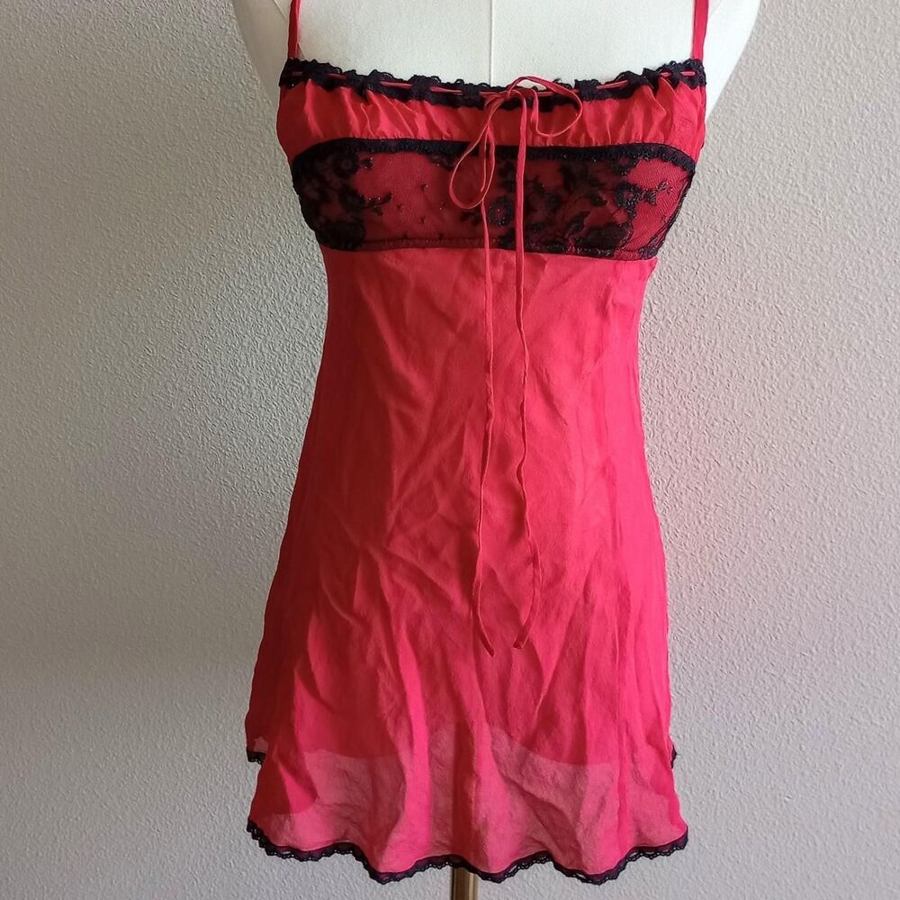 Y2K Victoria's Secret Silk Lace Babydoll Goth Slip